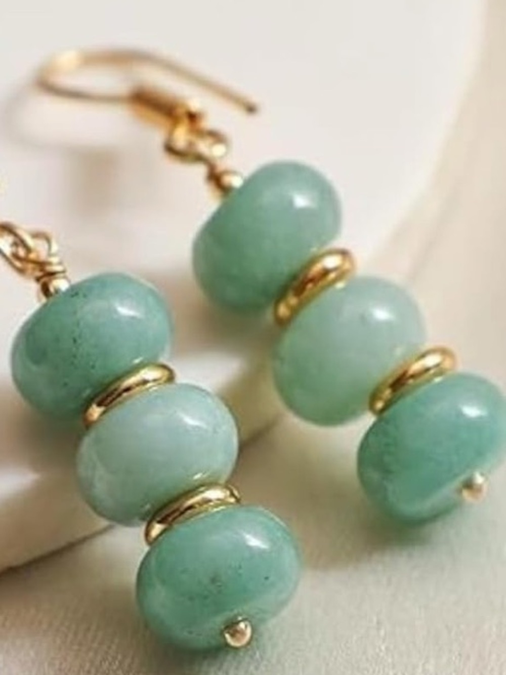 Gold and Aqua Bead Drop Earrings - Women Jewelry - Picture 3 of 5